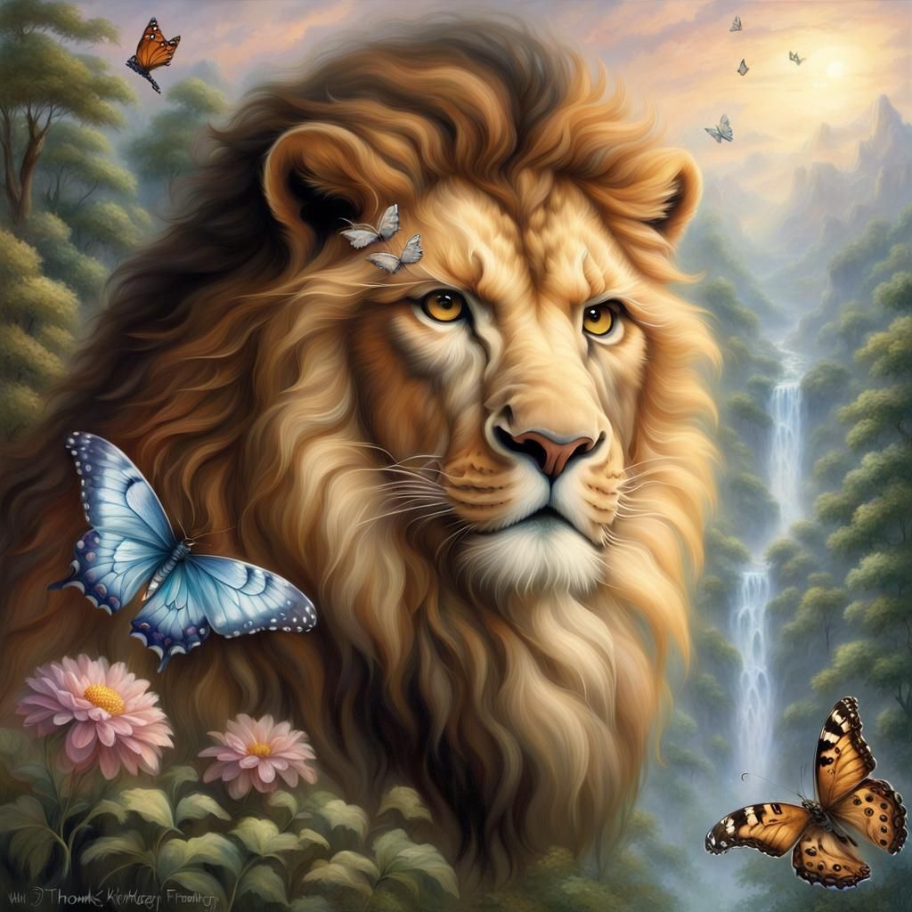 Lion, Owl, and Butterfly in Ethereal Fantasy Style