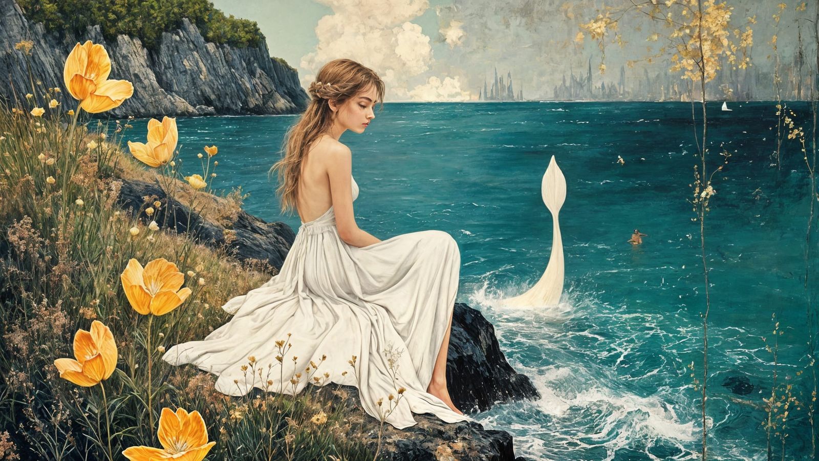 Surreal Mermaid Encounter in Naturalist Style