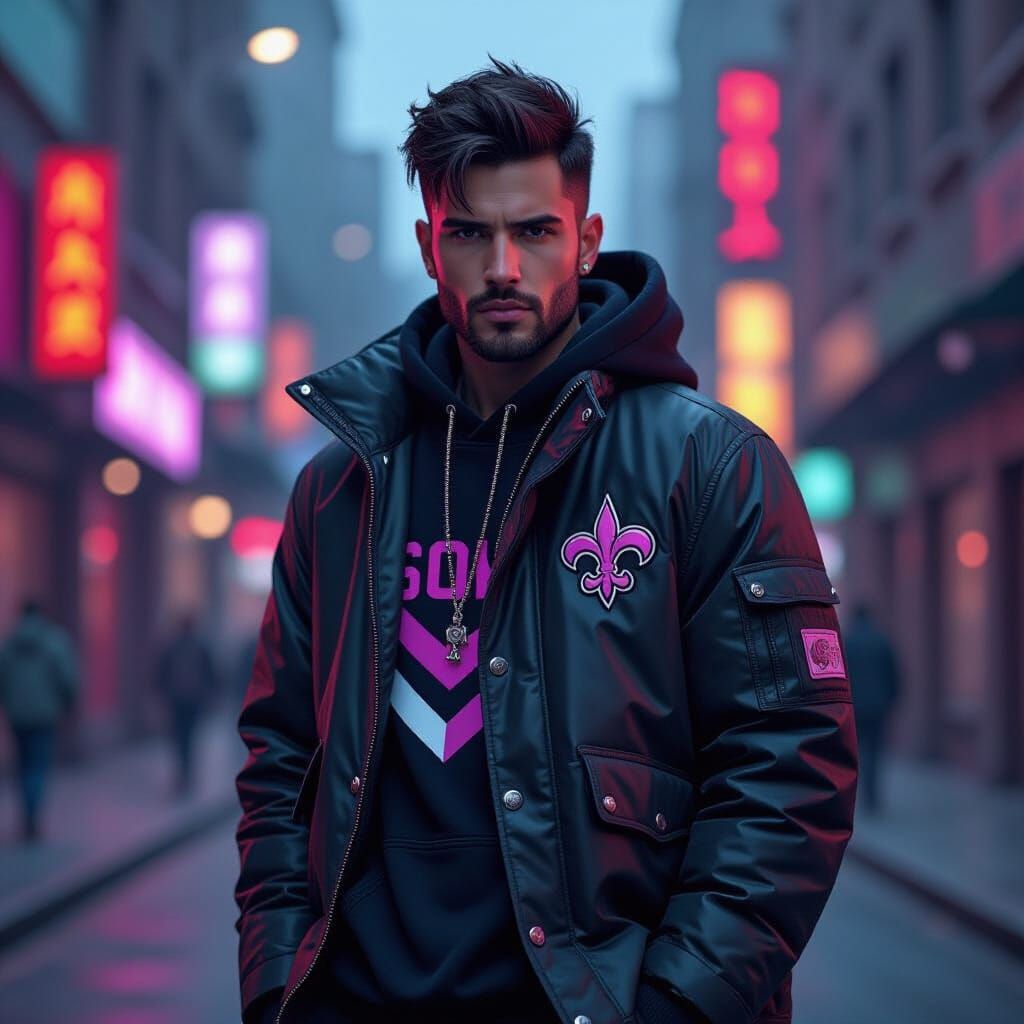 Stylized Urban Portrait with Neon Colors