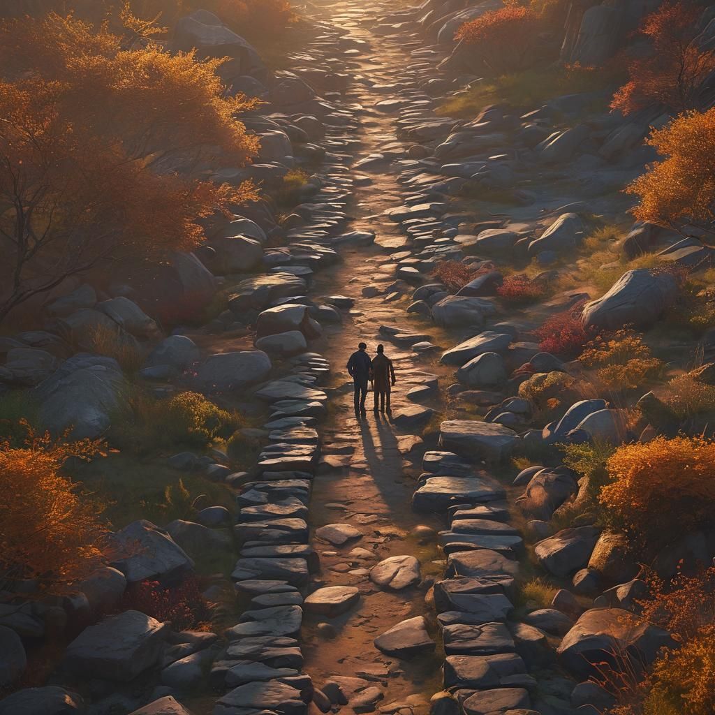 Serene Landscape with Figure in Golden Light