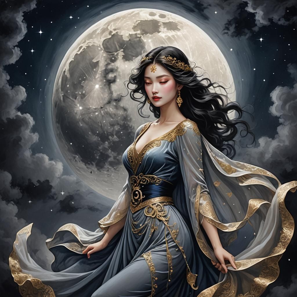 Enchanting Velvet Moon Woman in Moonlight