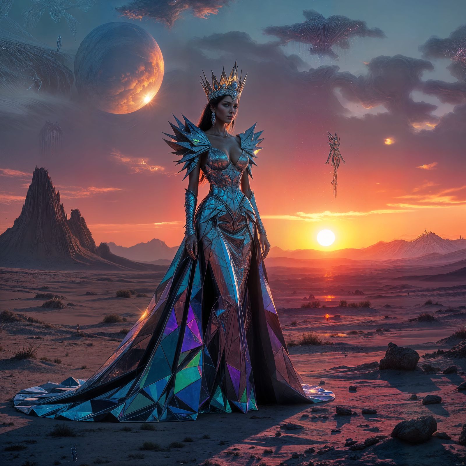 Regal Queen on Alien Planet in Giger-Brom Style