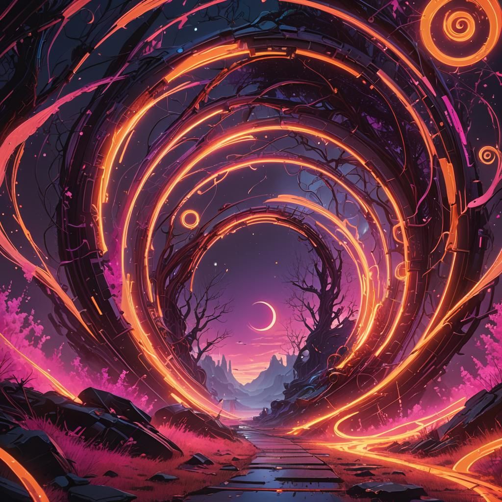 Mystical Portal with Gradient in Digital Art Style