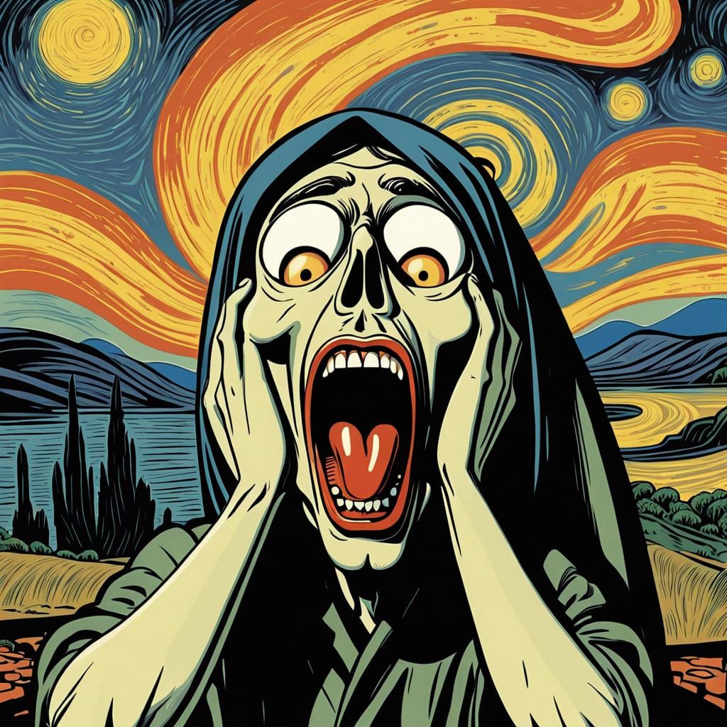 The Scream Reimagined as Don Martin Comic Strip