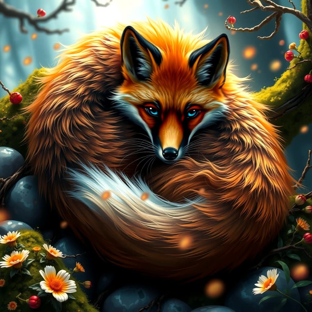 Whimsical Fox Enchants the Forest in Vibrant Colors