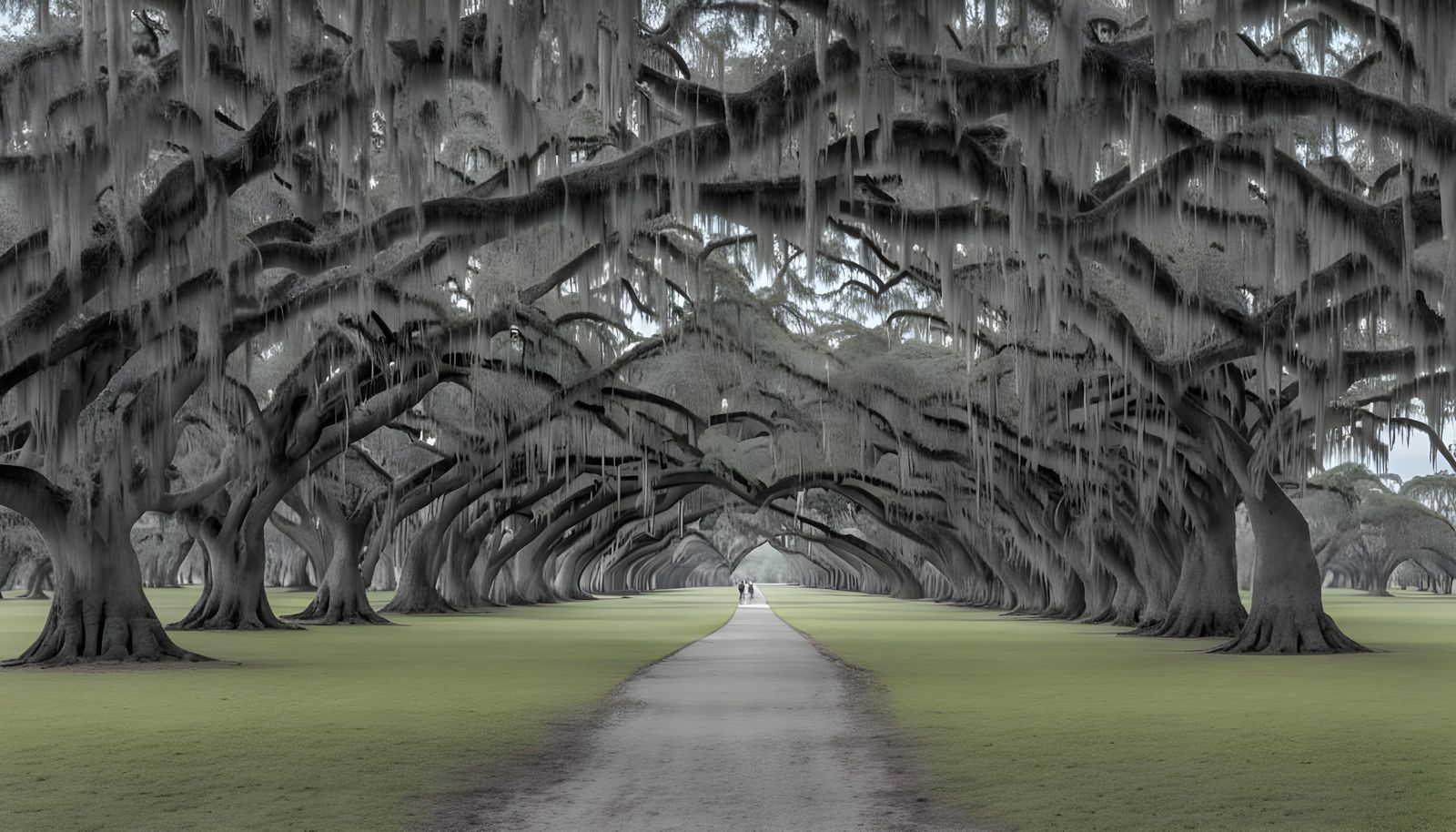 Rows Of Live Oak Trees Full Of Spanish Moss Inside The Fontainebleau State Park Mandeville Louisiana (Continued)