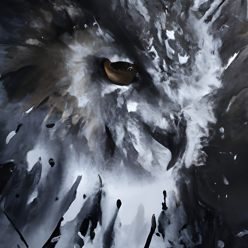 Dramatic Eurasian Eagle Owl Portrait in Inkblot Style