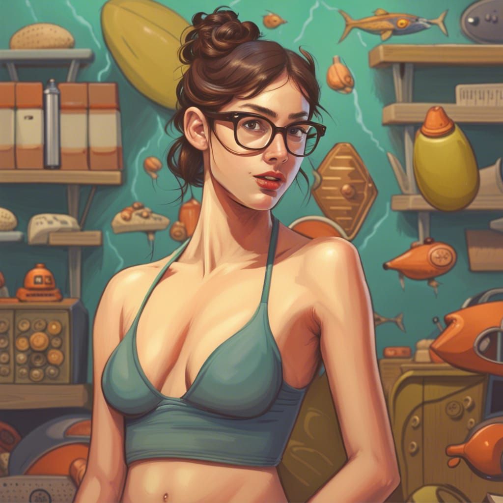 Jewish nerd girl in glasses.