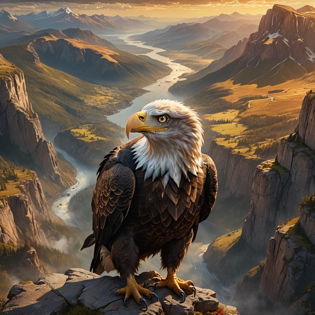 Majestic Eagle Face in Digital Matte Painting
