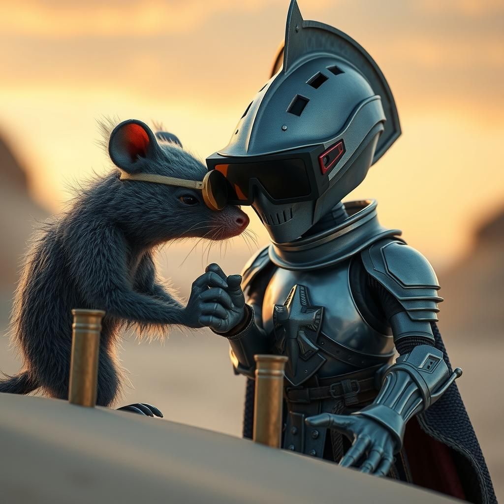 Surreal Alien Encounter in a Golden Landscape