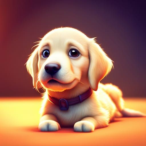 Golden Retriever Puppy as 3D Digital Art