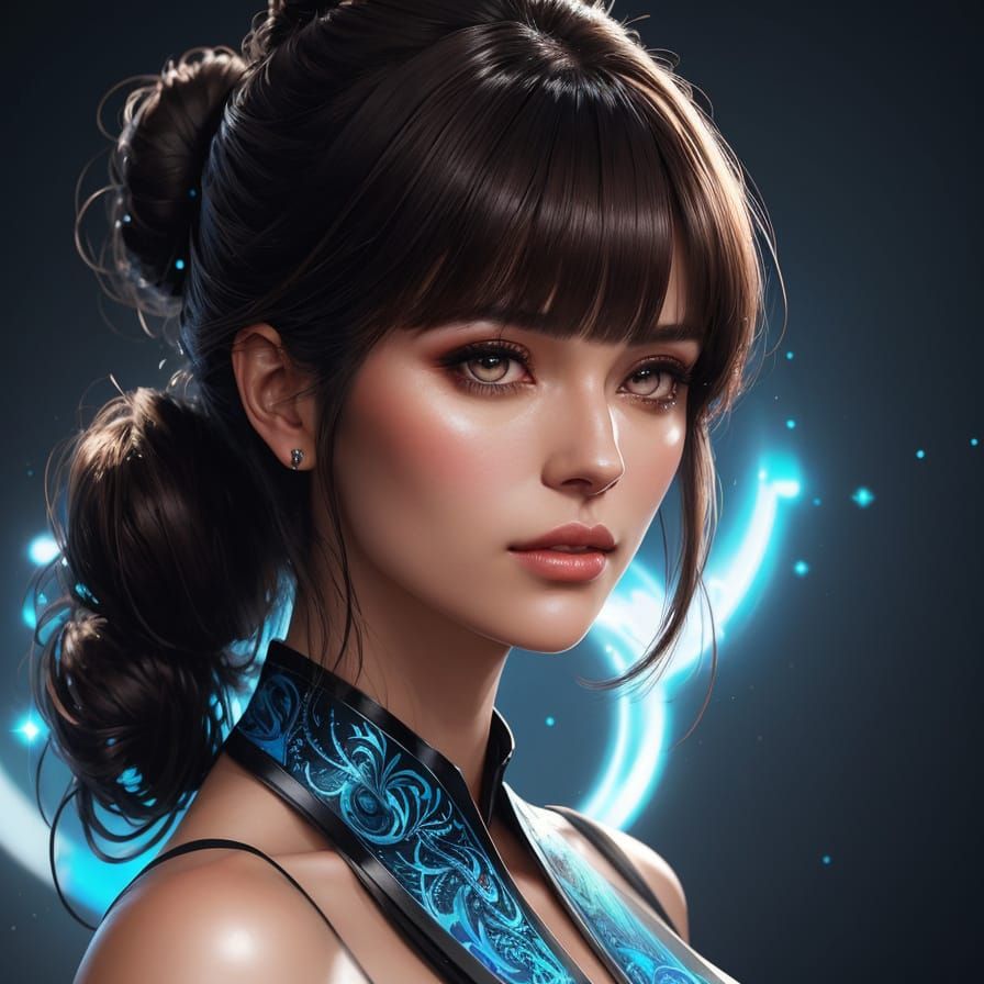 Brunette Beauty in Glowing Portrait