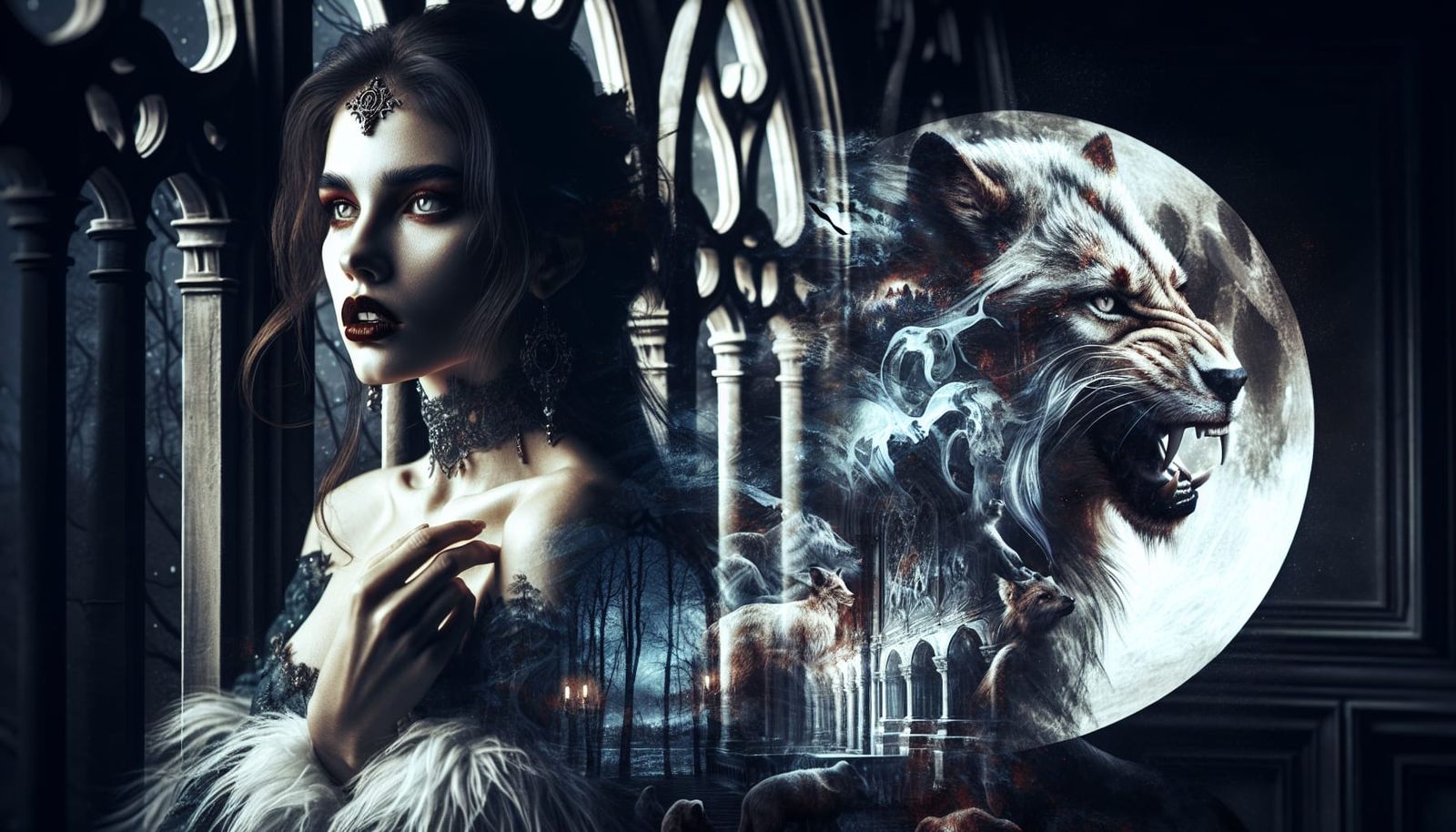 Elegant Vampire in Dark Ages Landscape