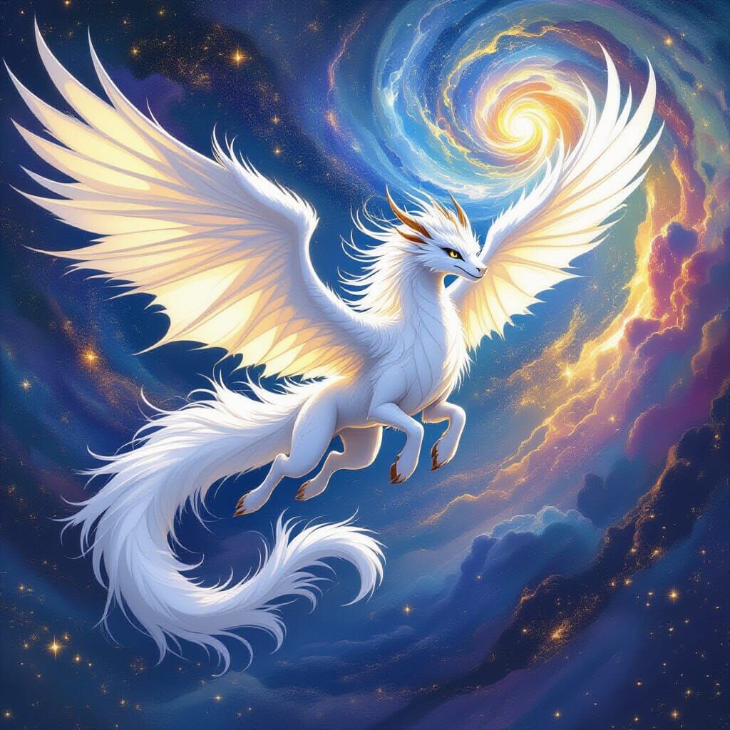 Majestic Dragon Soars Through Swirling Galaxy