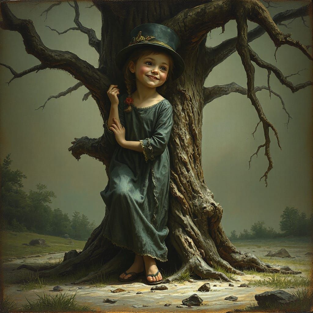 Mystical Forest Encounter in Whimsical Style