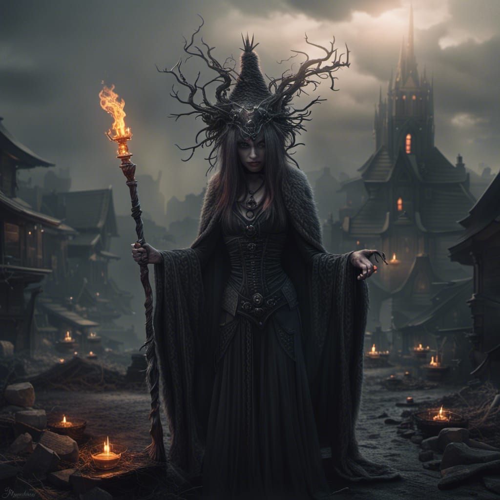 Dramatic Demonic Witch Digital Painting