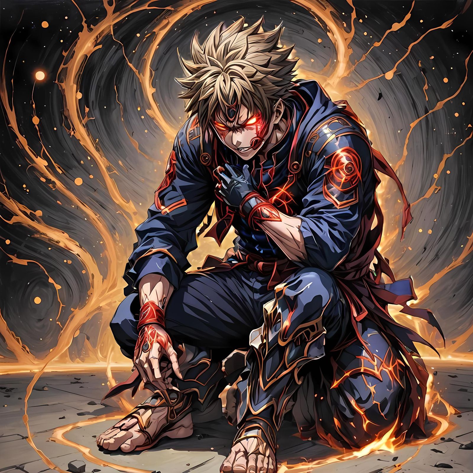 Anime Hero in Psychic Torment: Vivid Artwork