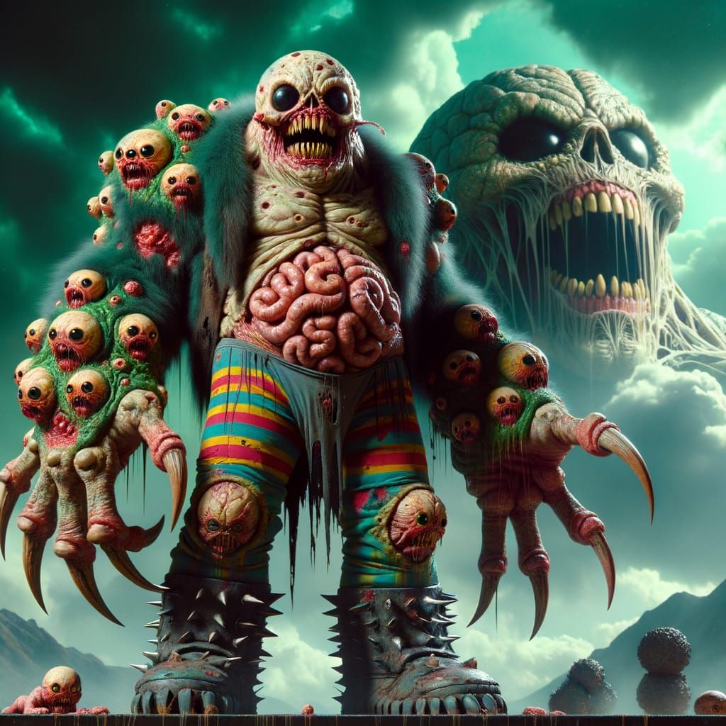 Creepy Mutant Humanoid in Dark, Hyper-Real Scene