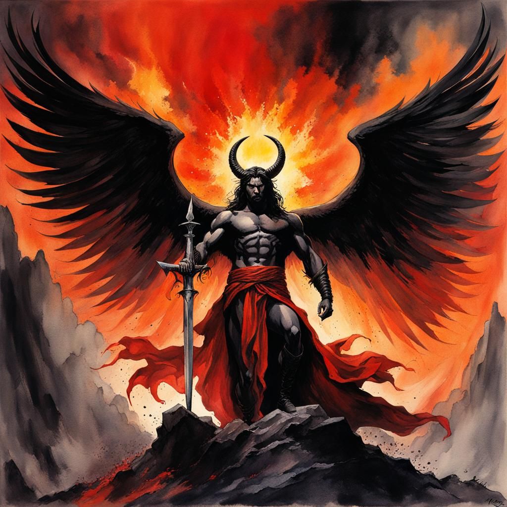 Lucifer Morningstar Watercolor Splash Art
