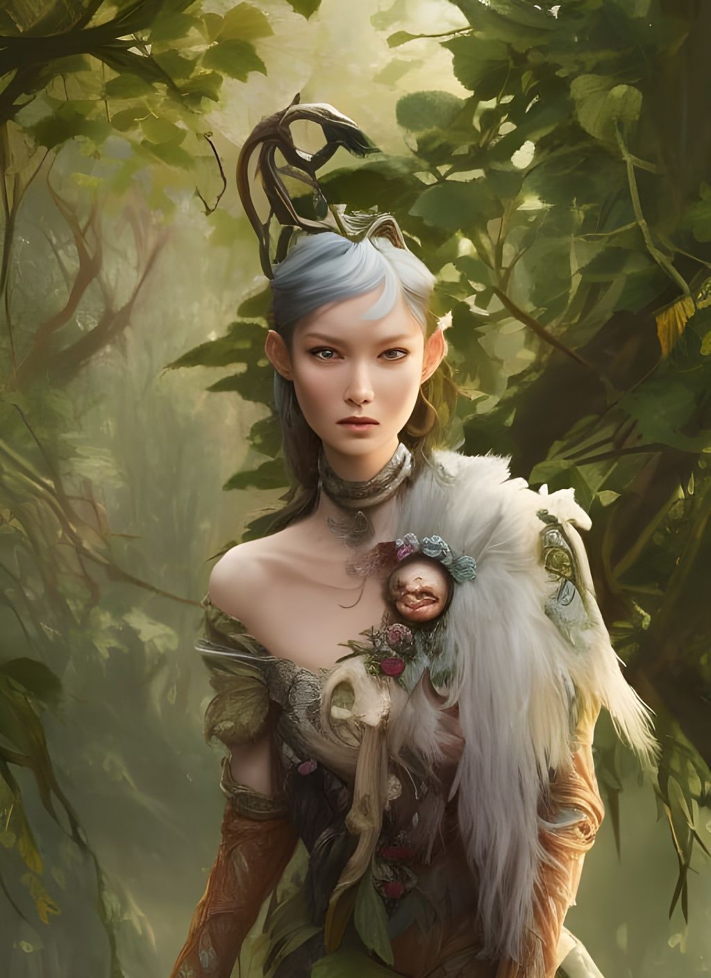 Beautiful Forest Princess Digital Illustration