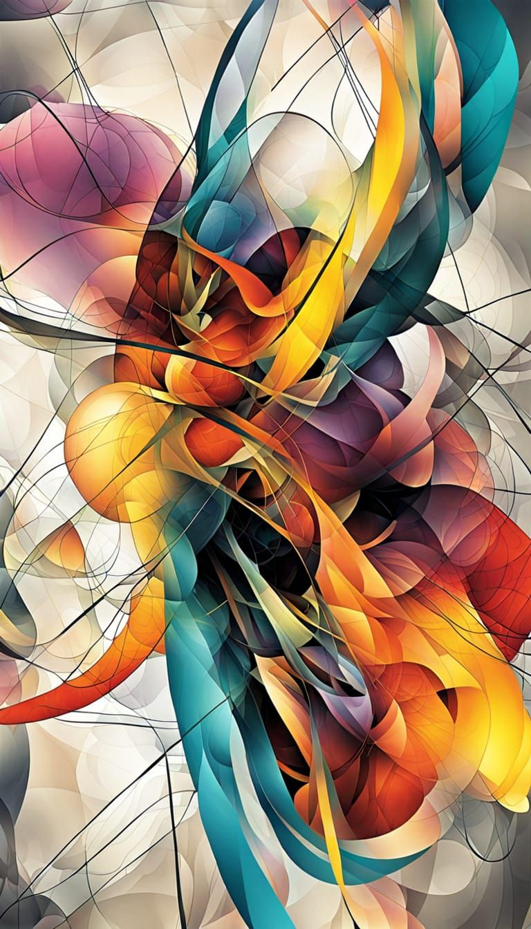 Vibrant Geometric Art Piece in Abstract Expressionism Style