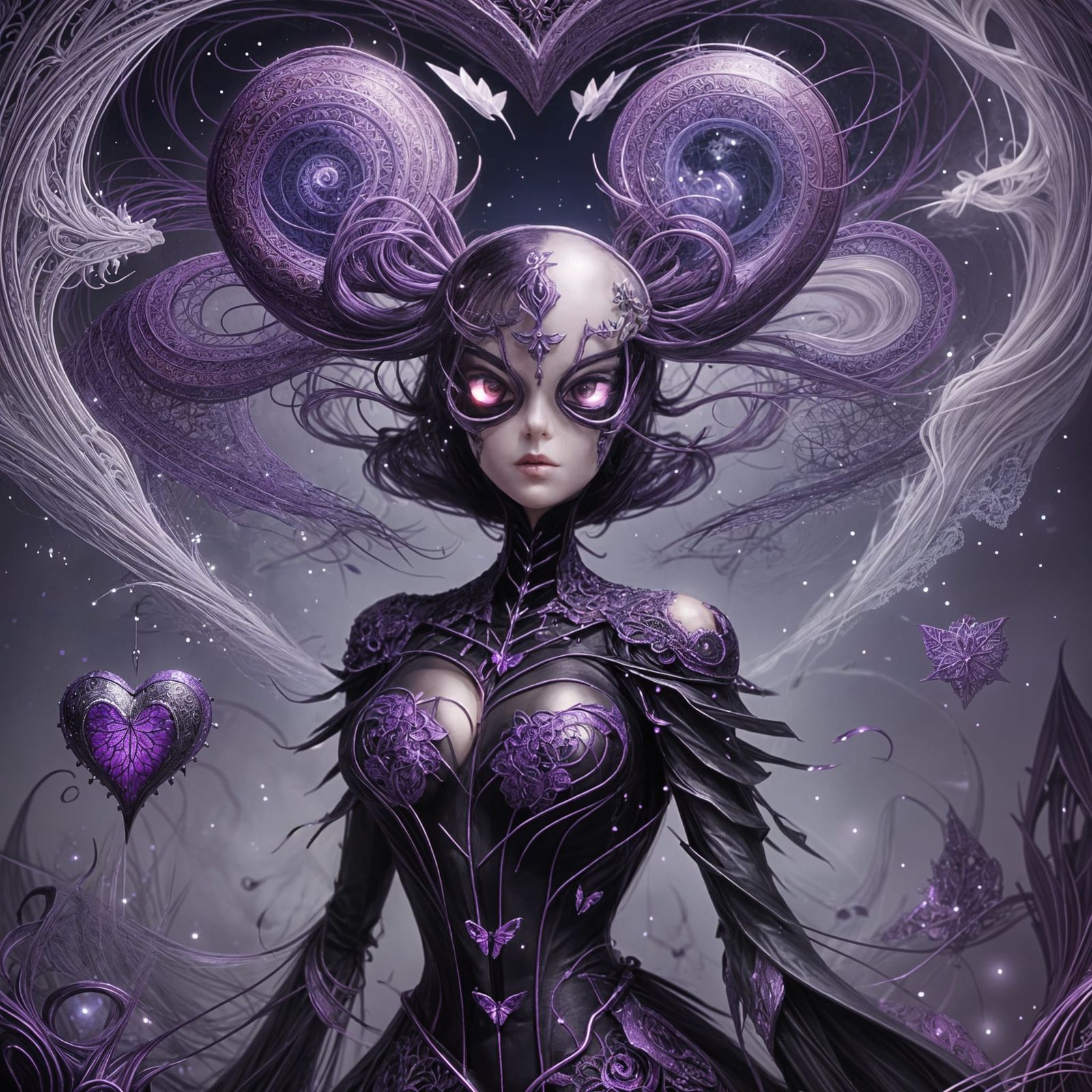 Surreal Spider Portrait with Heartful Fantasy Art