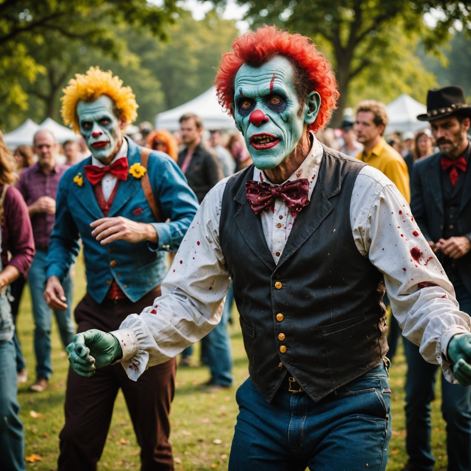 Zombie Clowns Square Dancing in Cemetery: Photography