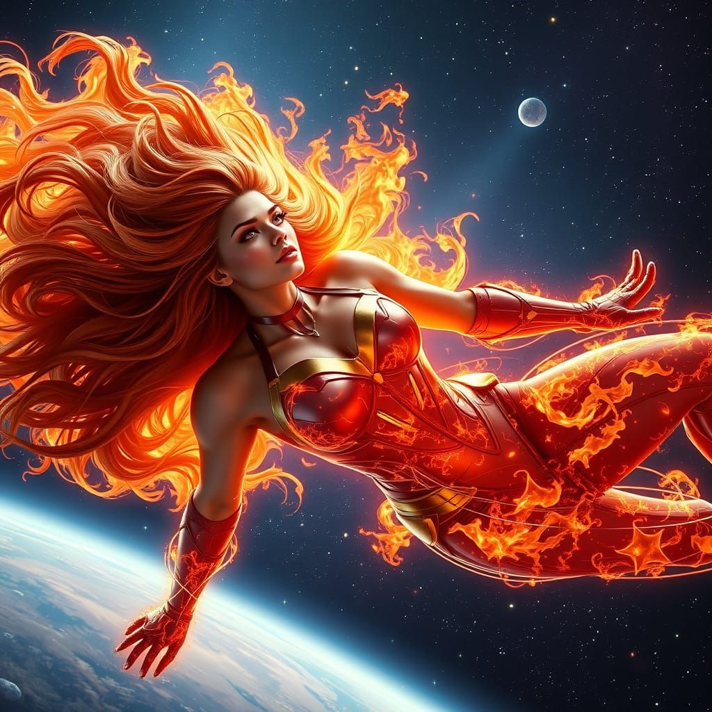 Starfire Floating in Cosmic Fire Space Poster