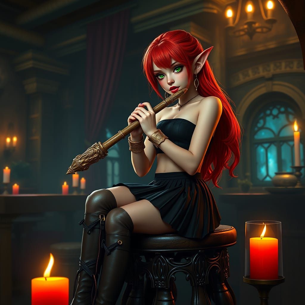 Enchanting Halfling Bard in a Whimsical Tavern