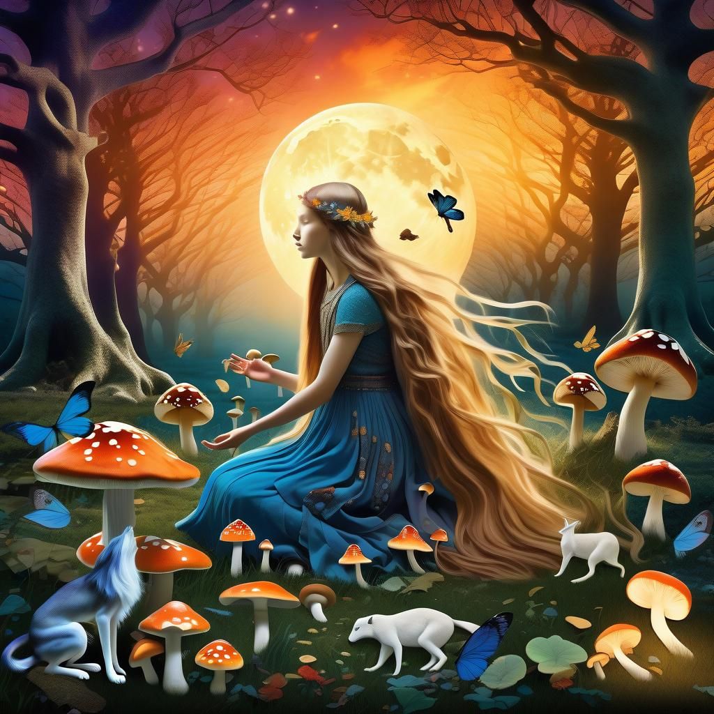 Mystical Creatures Collage at Sunset