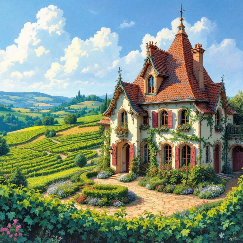 Surreal French Estate in a Lush, Emerald Landscape