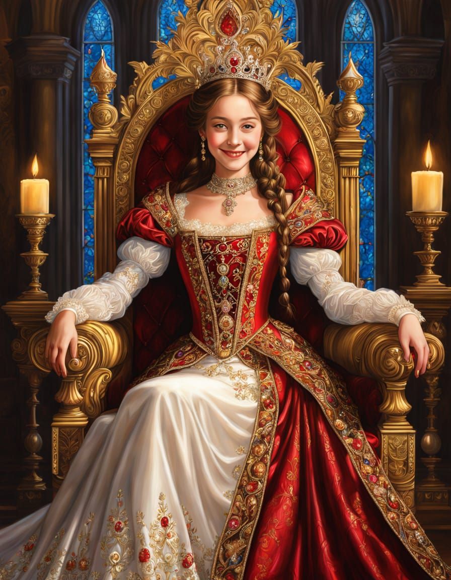 First day on the throne for a young princess