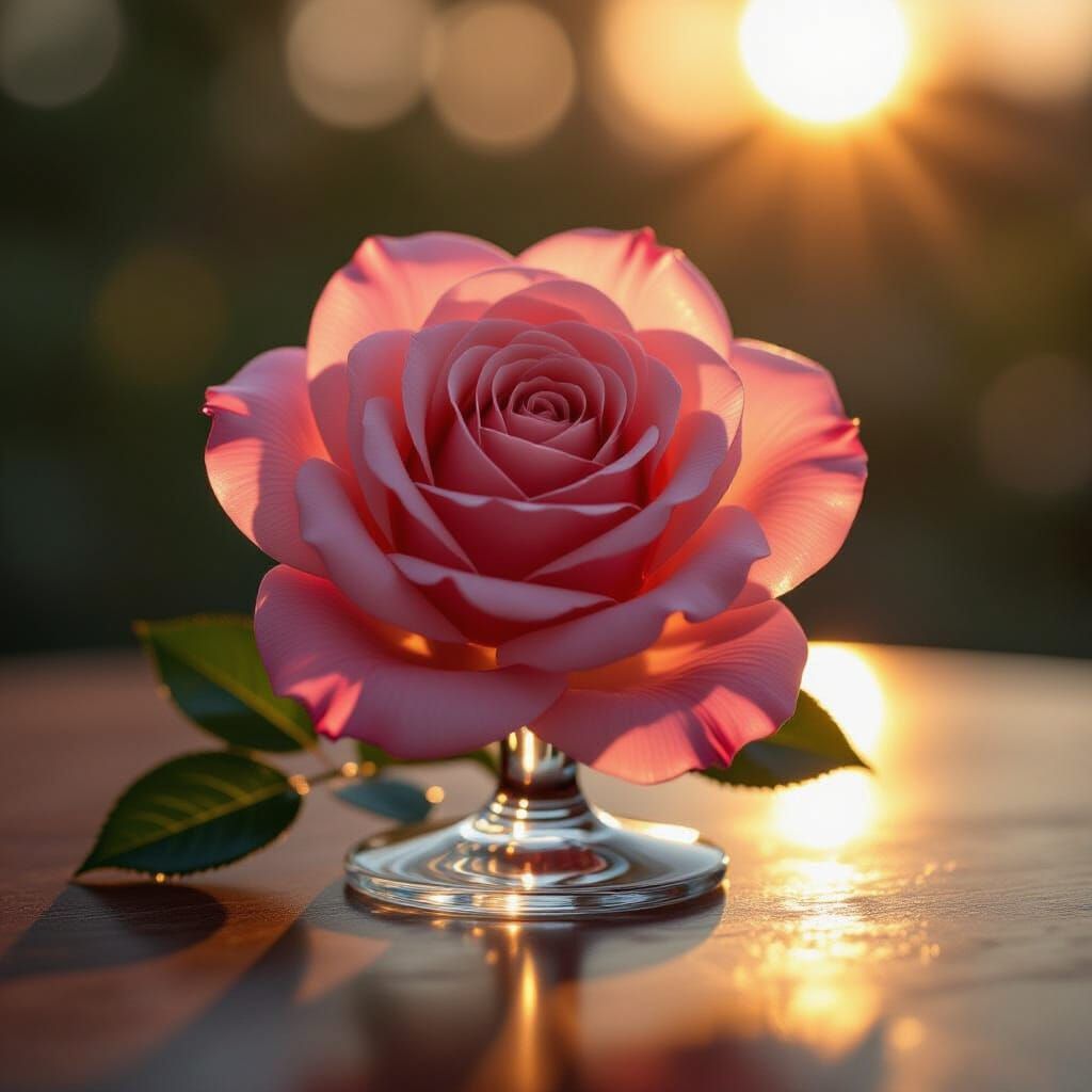 Glistening Glass Rose in Morning Light