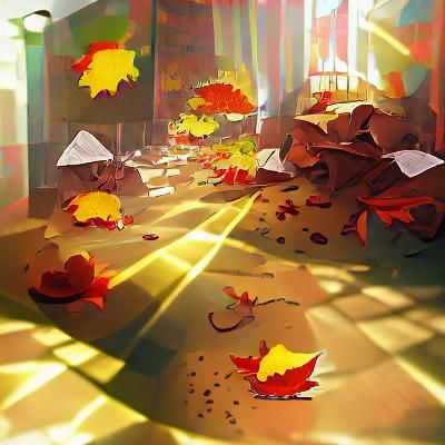 Autumn Leaves Falling in Sunshine: Lowbrow Concept Art