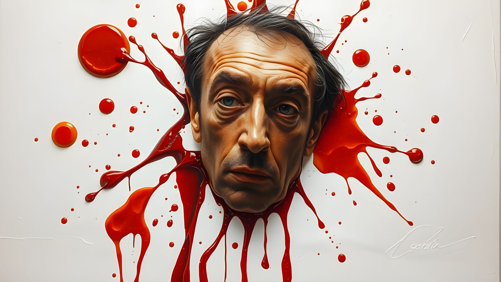 Surreal Splatter Portrait in Salvador Dali Style