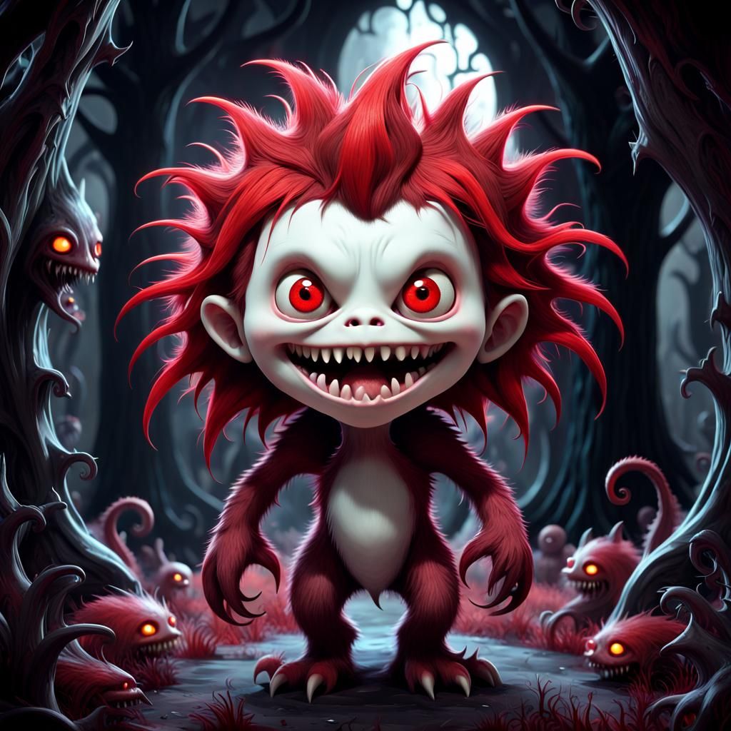 fractal recursive gothic funny  little red monster