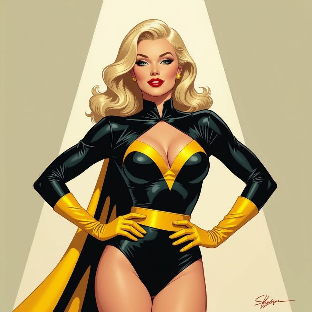 Mid-Century Pin-Up Illustration of Emma Frost