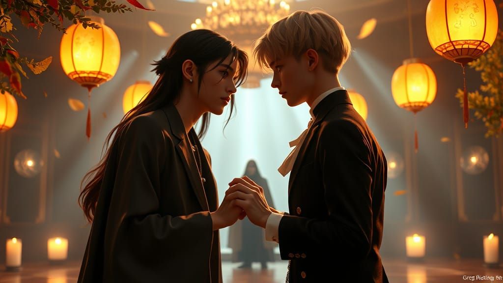 Boys' Enchanted Ballroom Dance: A Dark Fantasy Concept