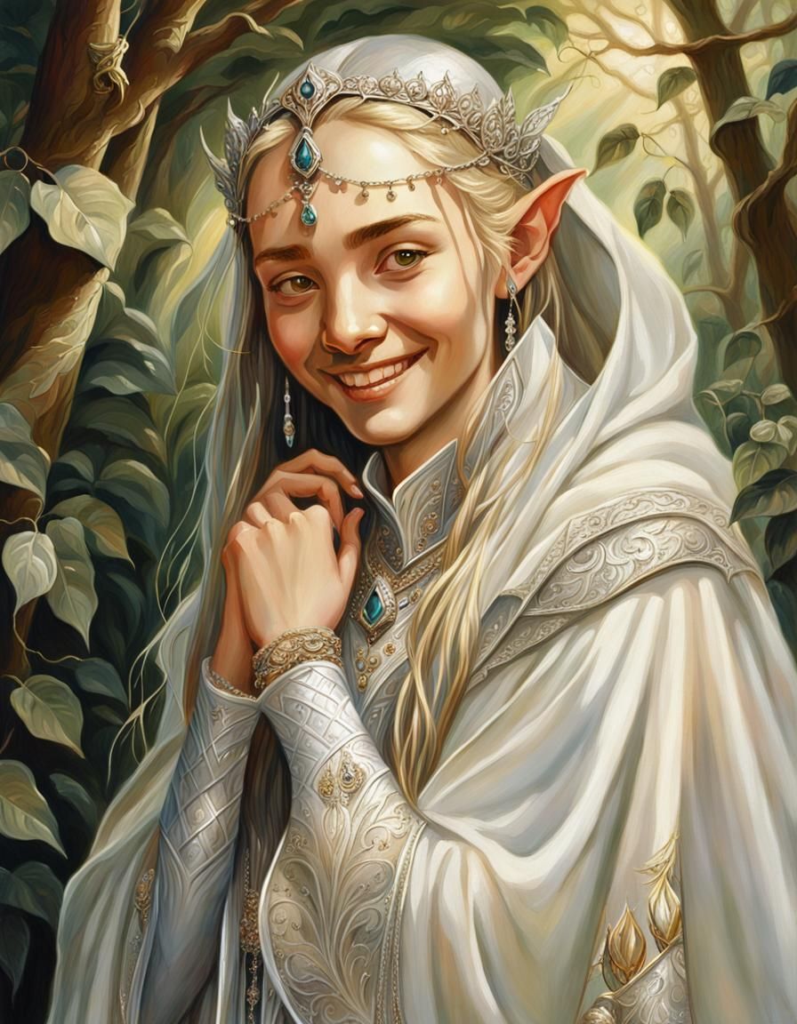 Ethereal Elf Portrait in Oil Painting Style