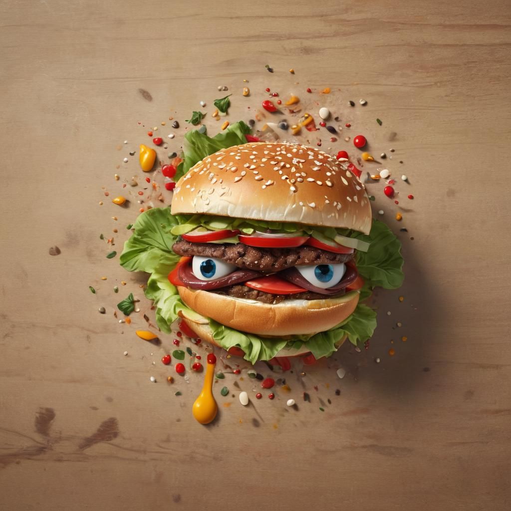 Hyperrealistic Burger Concept Art with Cinematic Lighting