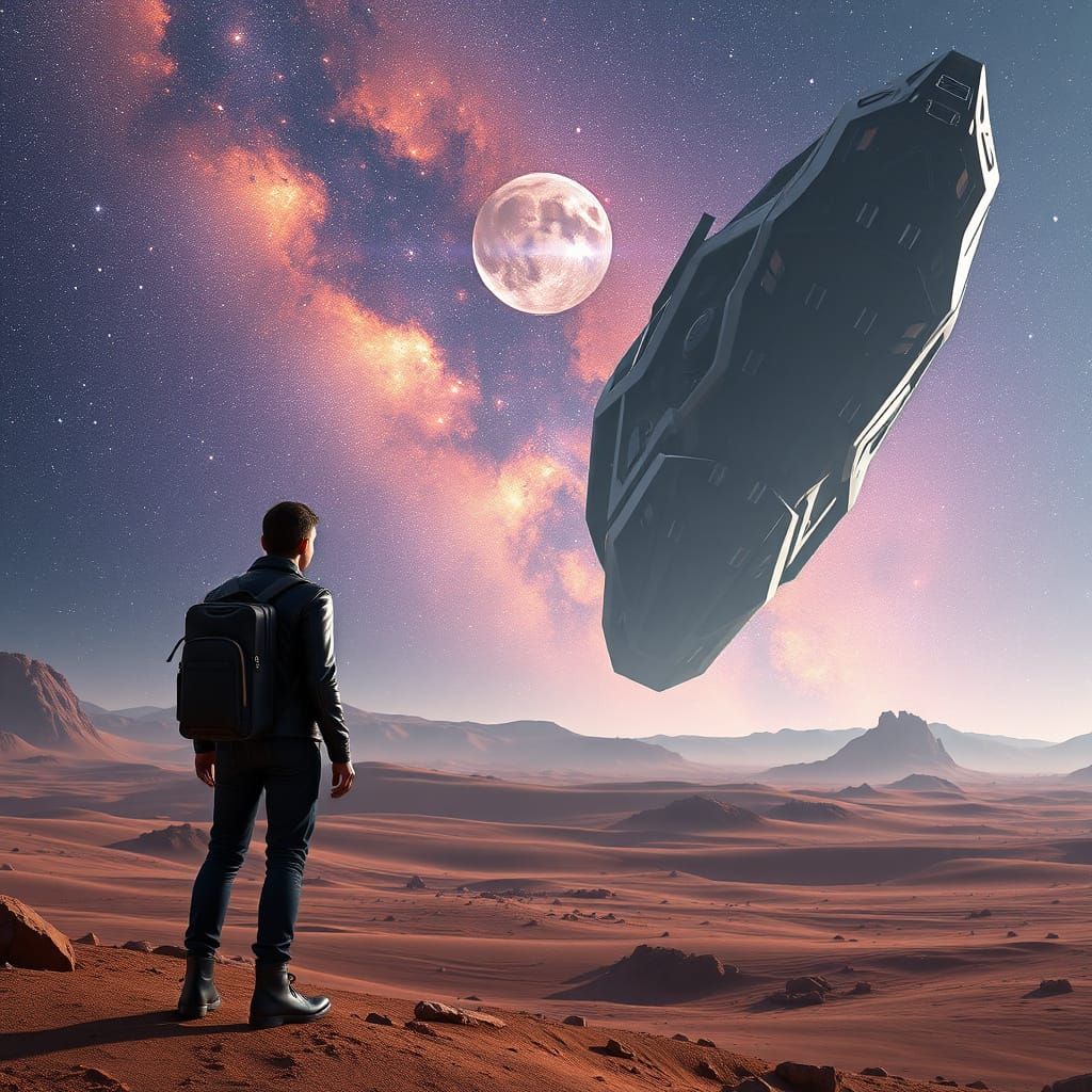 Space Traveler at Galaxy's Edge, in Dramatic Sci-Fi Style