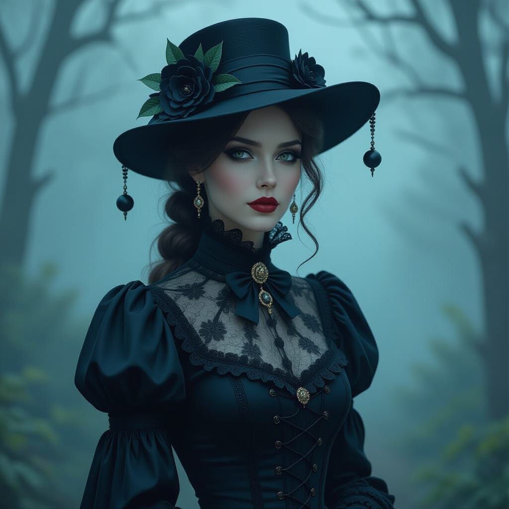 Belladonna Lady in Dark Victorian Digital Art