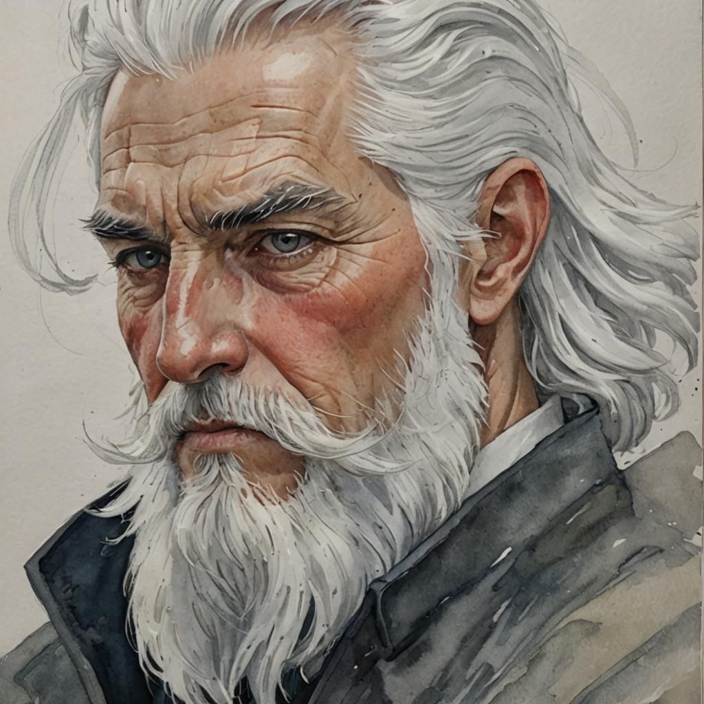 Portrait of an Elderly White-Haired Man