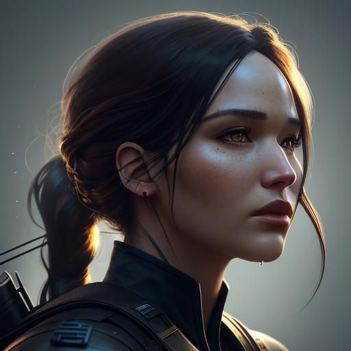 Hyperrealistic Katniss Portrait with Dynamic Lighting