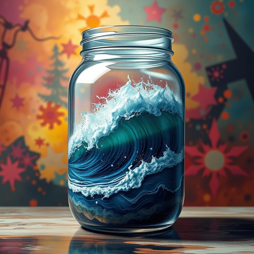 Turbulent Ocean Storm Captured in Glass Jar
