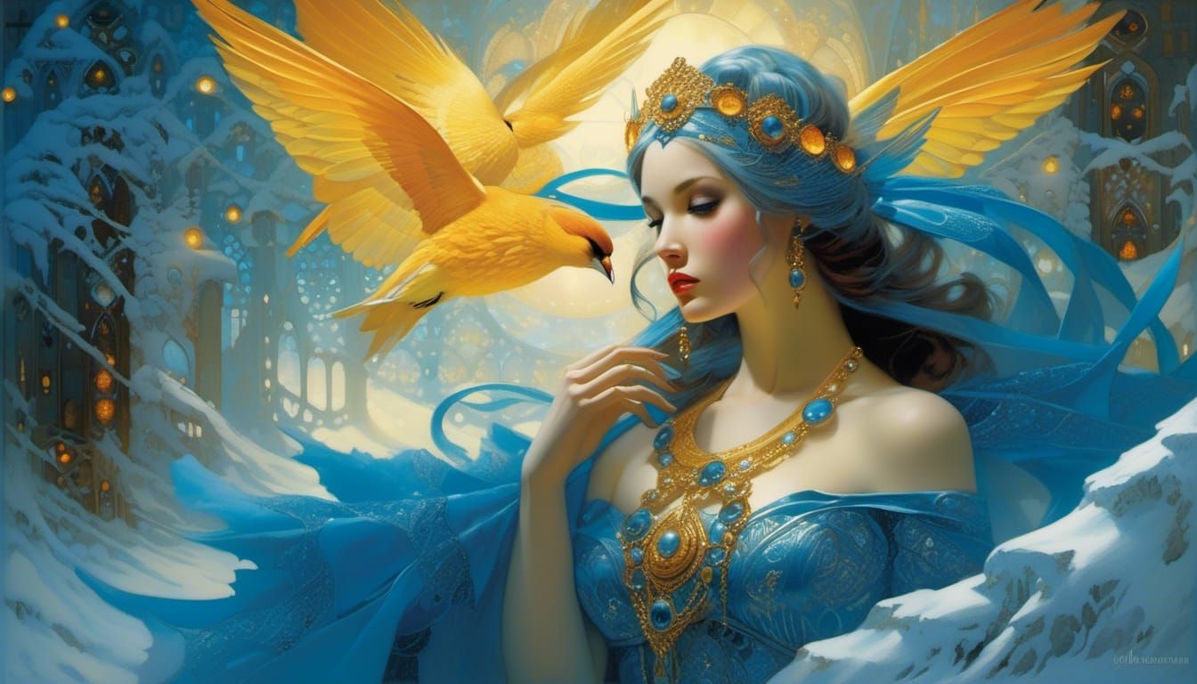 Melancholic Figure in Amber and Cerulean Mists