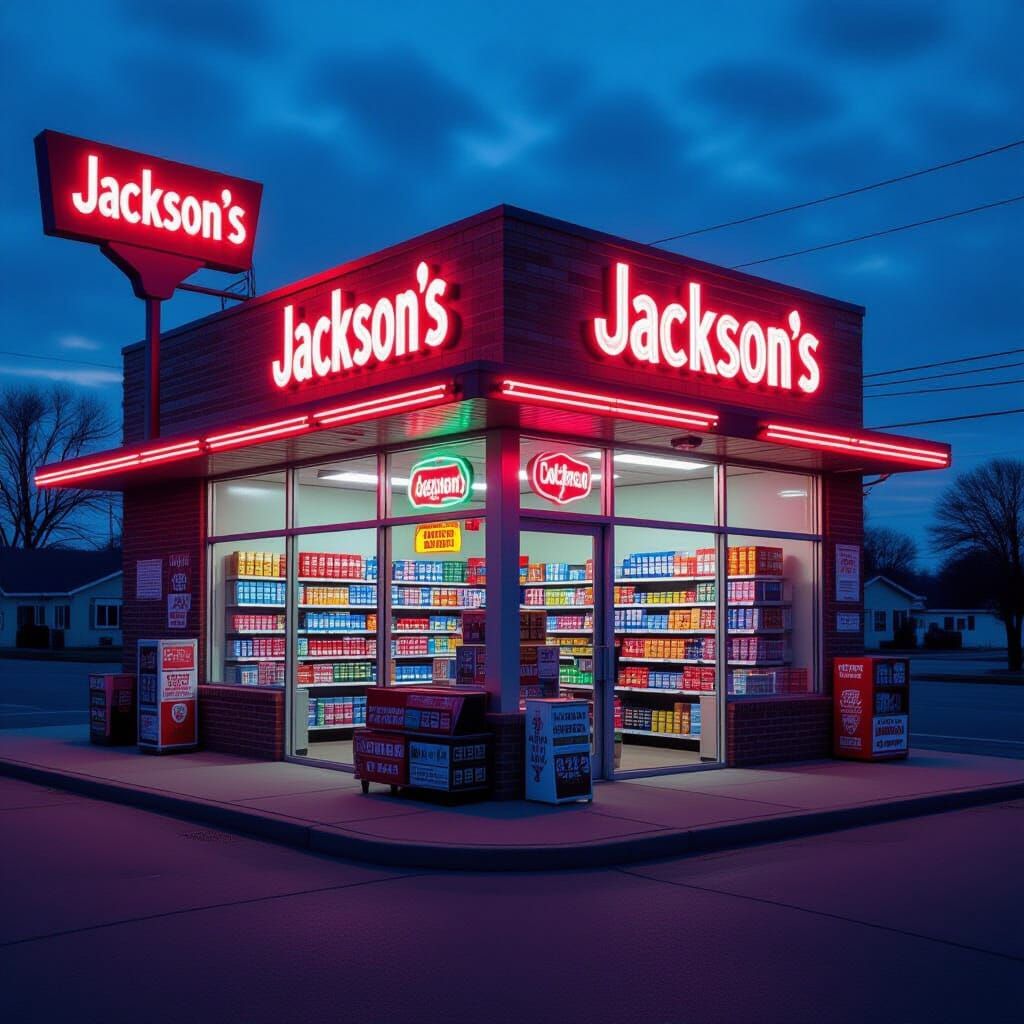 Warmly Lit Convenience Store at Dusk