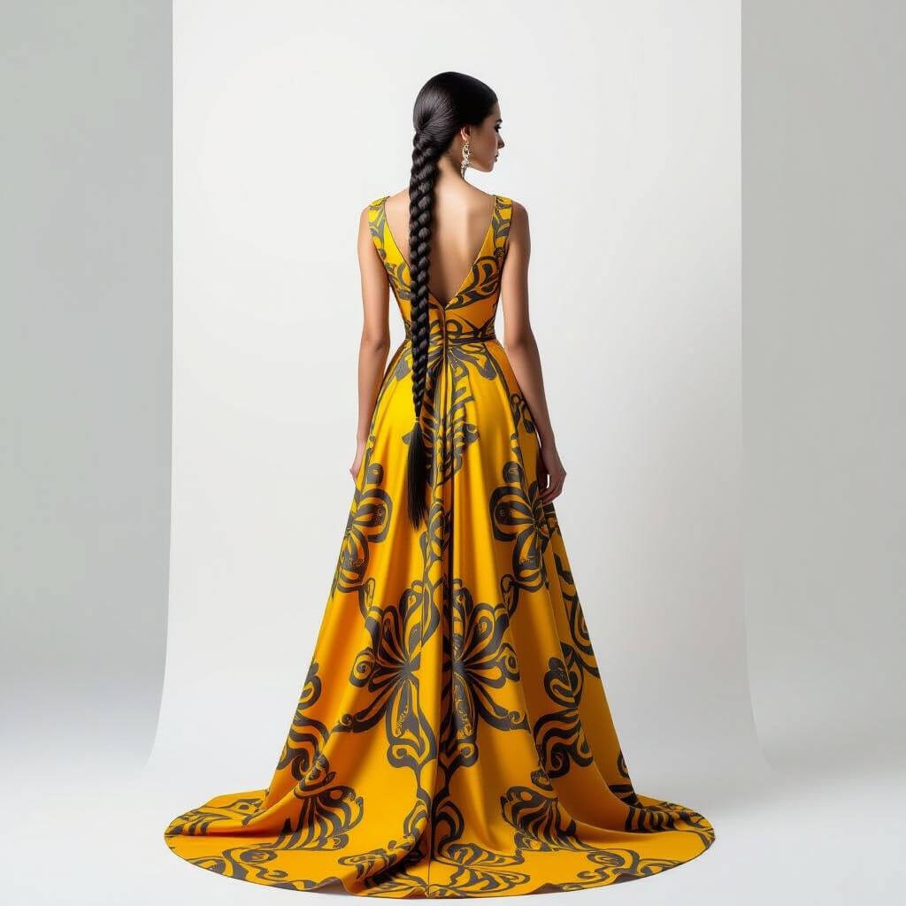 Woman in Abstract Dress, Airbrushed Ethereal Portrait