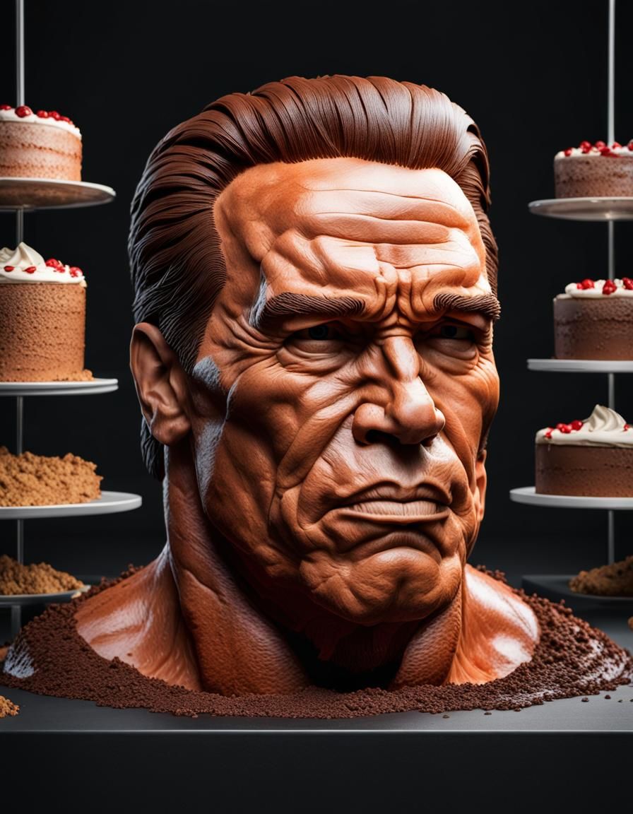 Hyperrealistic Cake Sculpture of Arnold Schwarzenegger