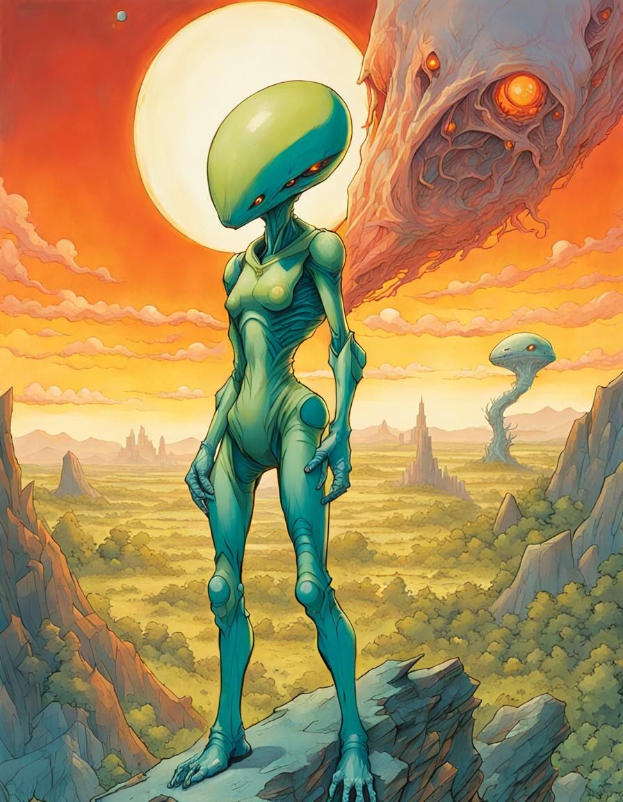 Alien Portrait in Fantasy Art Style